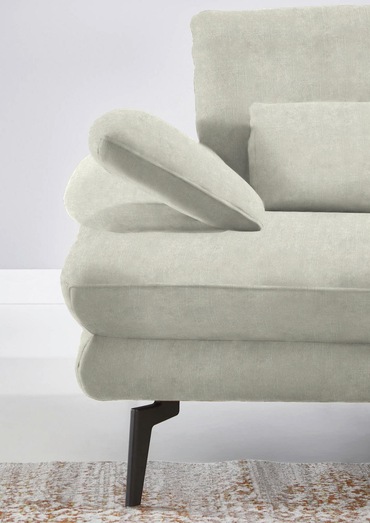 ECKSOFA in Velours Ecru  - Ecru/Schwarz, Design, Textil/Metall (310/180cm) - Dieter Knoll