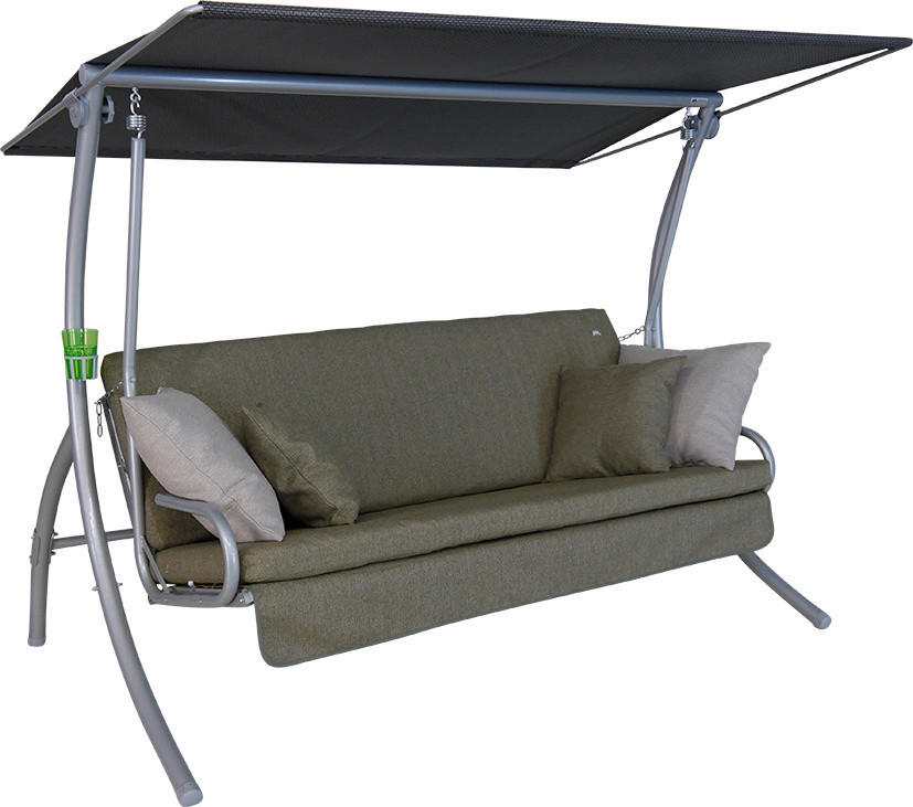 Boxxx Hollywoodschaukel Grau, Olivgrün 210x160x145 cm