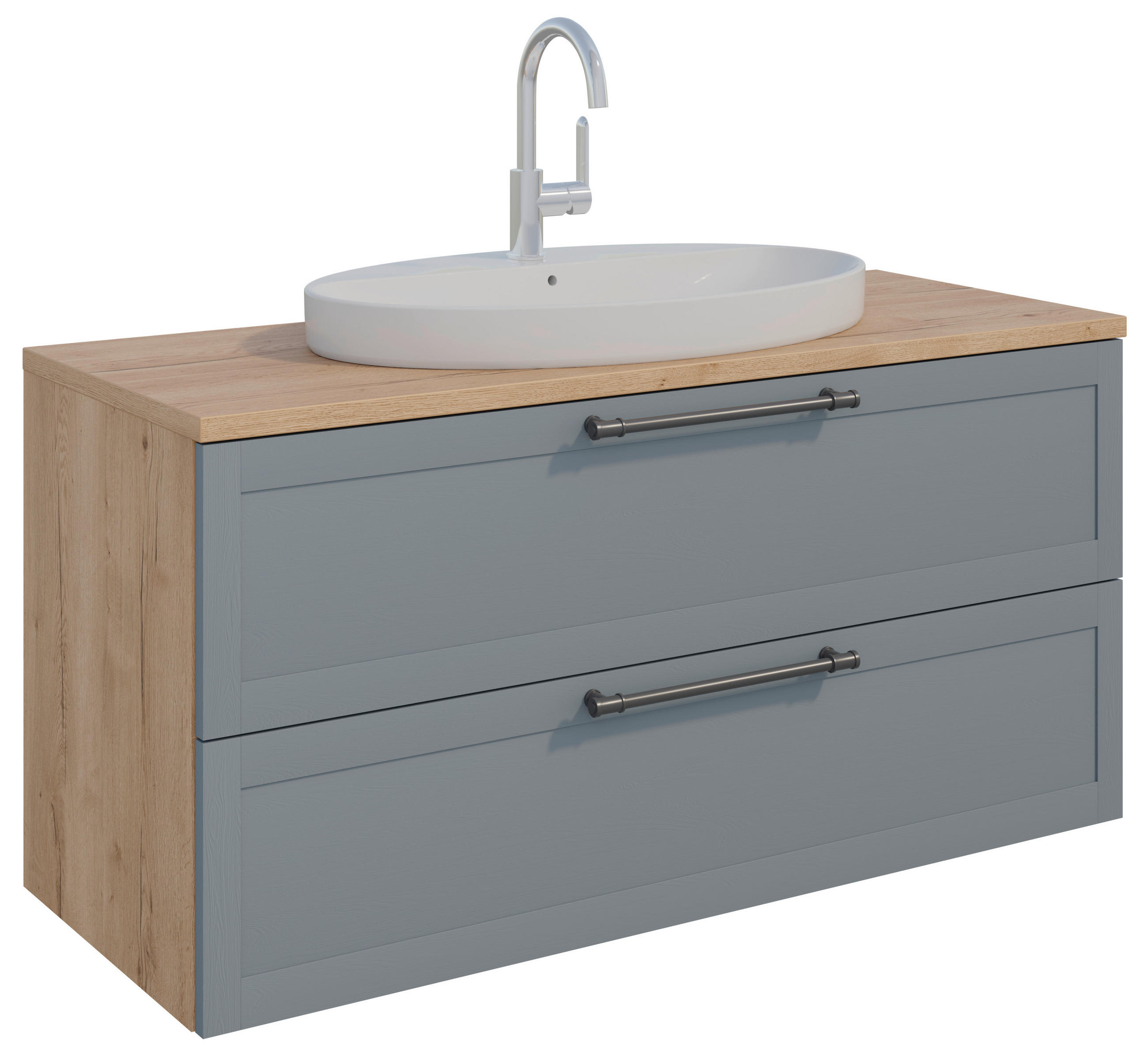 WASCHTISCHKOMBI 120,3 cm  - Edelstahlfarben/Eichefarben, MODERN, Holzwerkstoff/Stein (120,3cm) - Celina Home