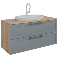 WASCHTISCHKOMBI 120,3 cm  - Edelstahlfarben/Eichefarben, MODERN, Holzwerkstoff/Stein (120,3cm) - Celina Home