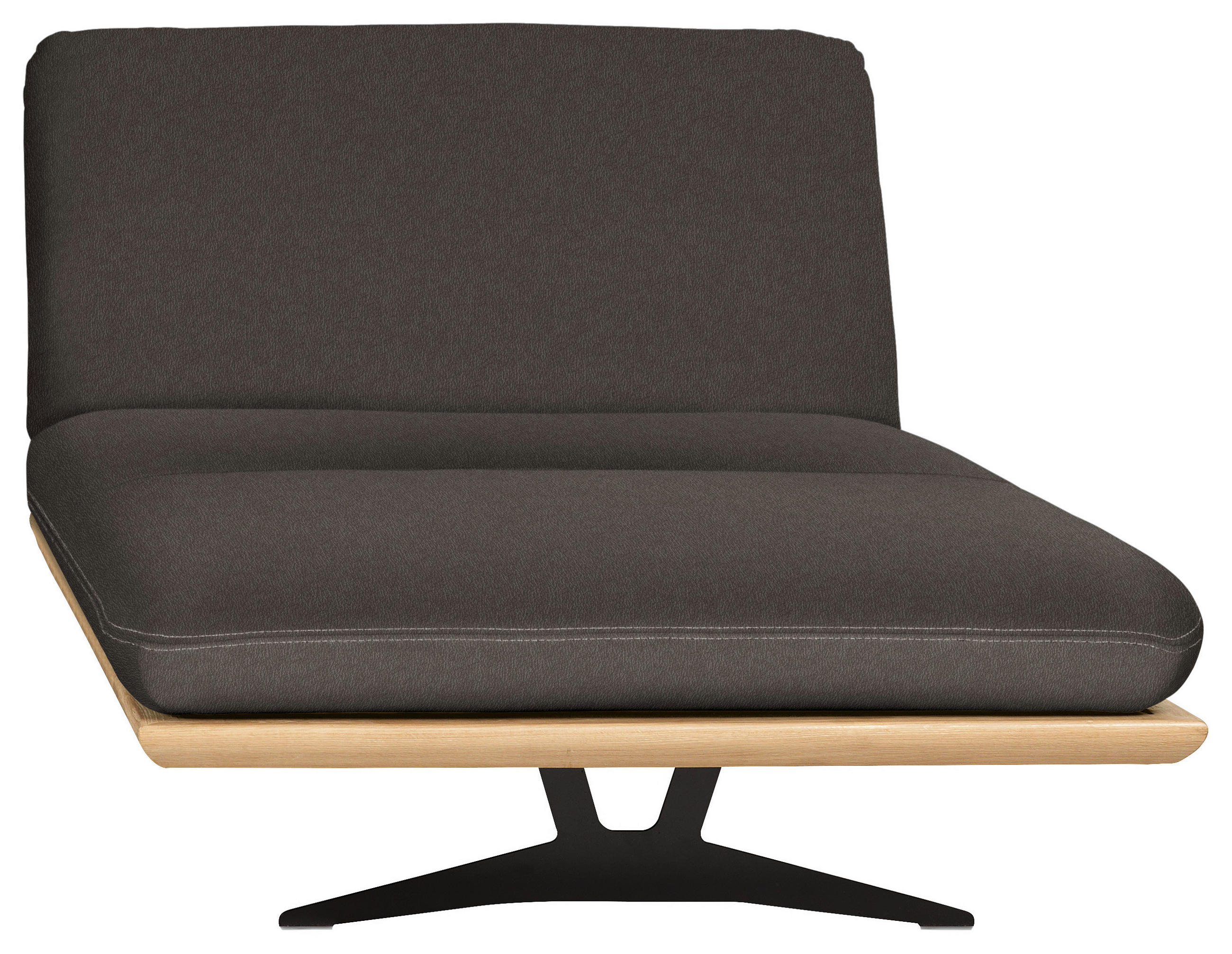 OTTOMANE Dunkelbraun Echtleder  - Dunkelbraun/Beige, Design, Leder/Holz (114/92/165-218cm) - Dieter Knoll