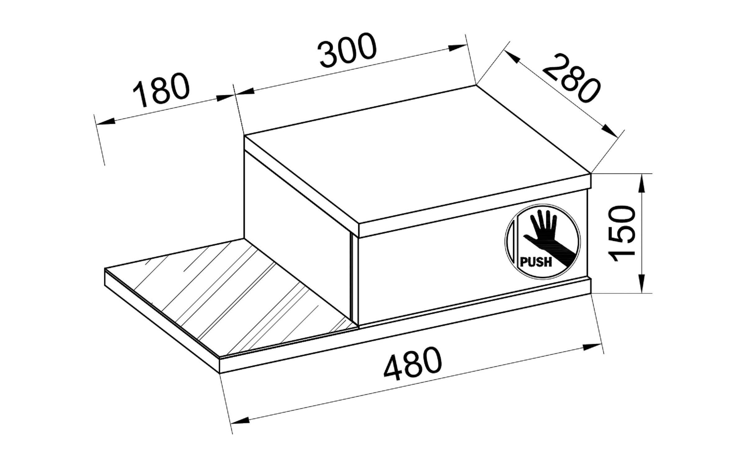 Thumbnail - Mid.you Nachtschrank, Weiß, Honigeiche, Glas, Holzwerkstoff, 1 Schublade(n) Schubladen, 48x15x28 cm, Schlafzimmer, Nacht...