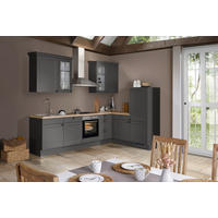 ECKKÜCHE 290,0/185,4 cm  Graphitfarben  - Eichefarben/Schwarz, Basics, Glas/Holzwerkstoff (290,0/185,4cm) - Impuls