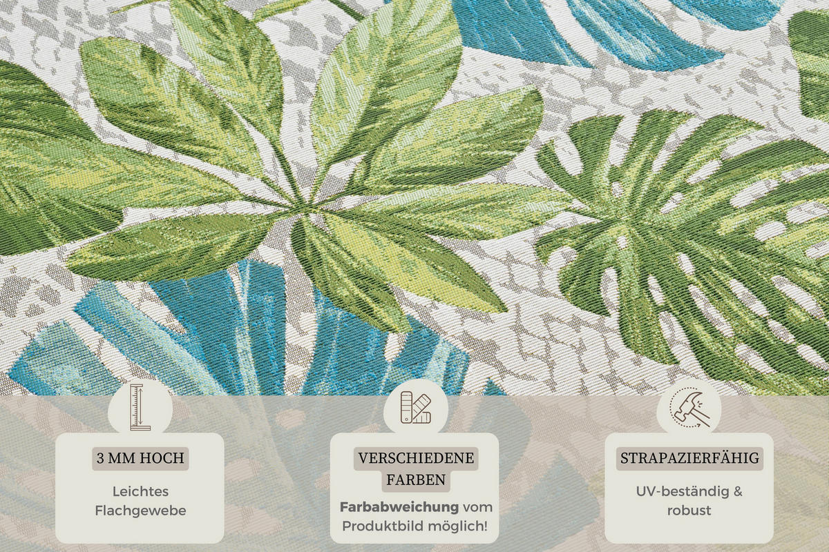 OUTDOORTEPPICH 120/180 cm Flair Türkis, Grün  - Türkis/Grün, Design, Kunststoff (120/180cm) - Hanse Home