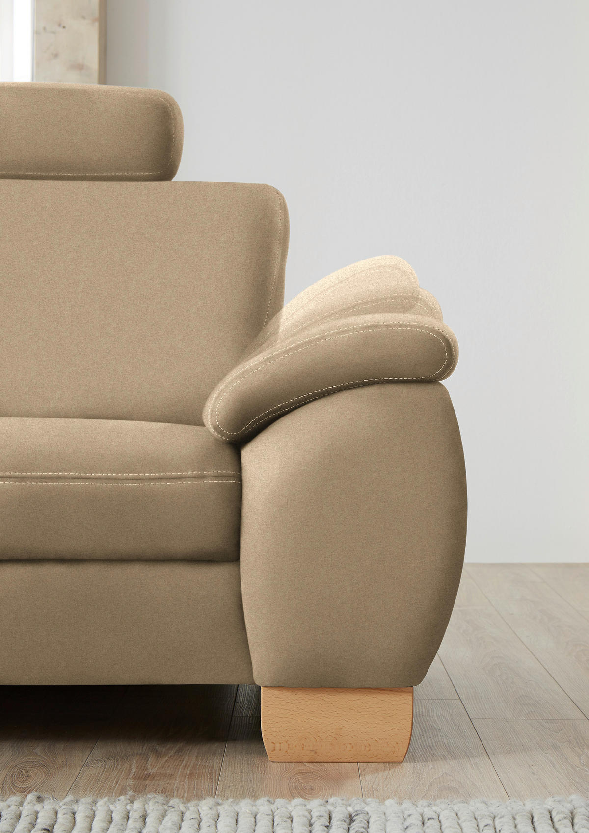 ECKSOFA in Mikrofaser Beige  - Wildeiche/Beige, Konventionell, Holz/Textil (236/286cm) - Voleo