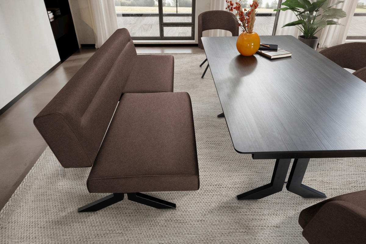 SITZBANK in Metall, Textil Hellbraun  - Hellbraun/Schwarz, Konventionell, Textil/Metall (220/87/70-86cm) - Moderano