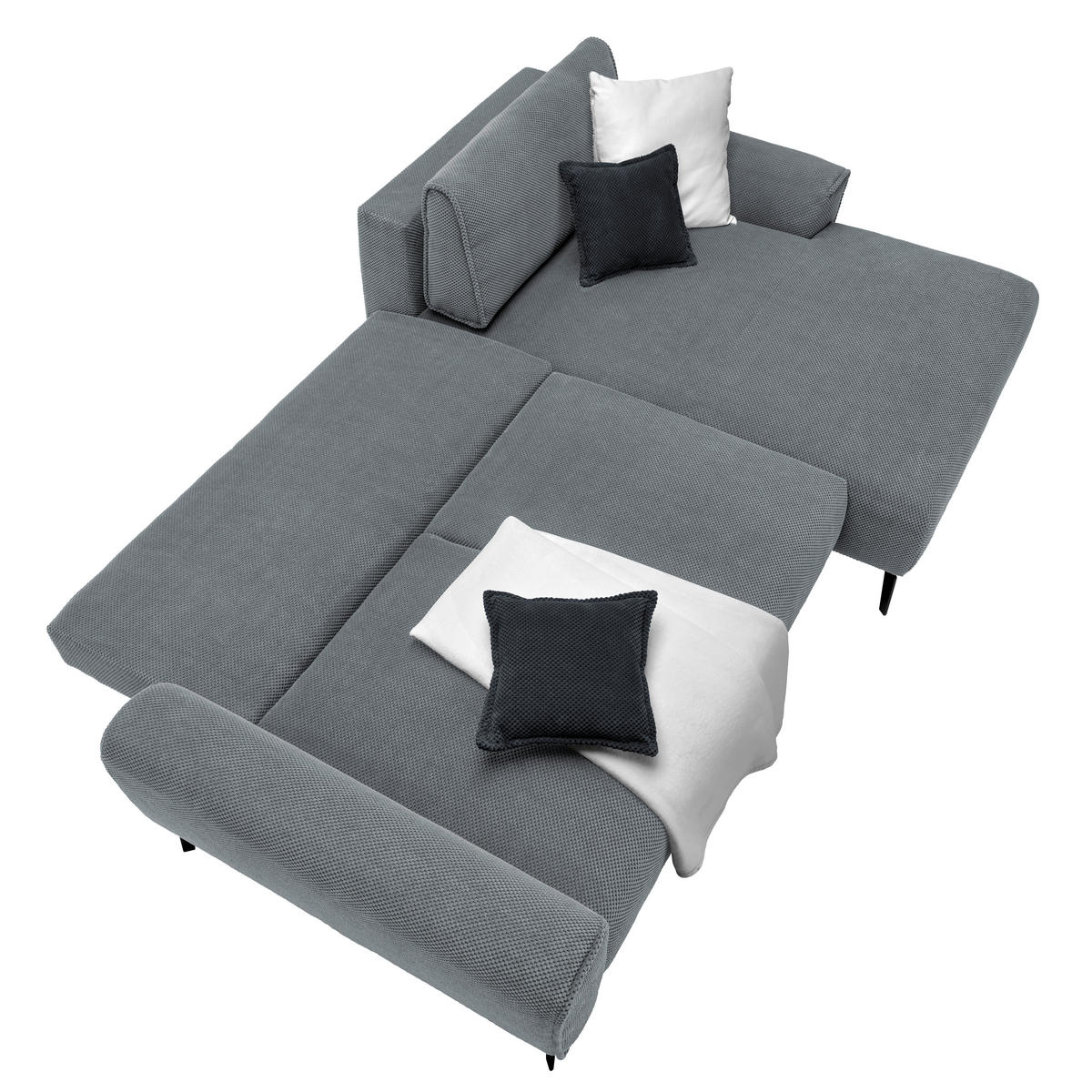 ECKSOFA in Webstoff Grau  - Schwarz/Grau, Design, Textil/Metall (272/170cm) - Welnova