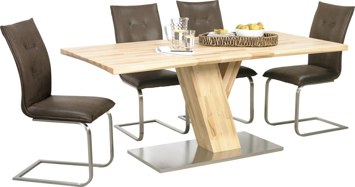 ESSTISCH Kernbuche massiv rechteckig Buchefarben  - Buchefarben, Natur, Holz/Metall (180/90/76cm) - Livetastic