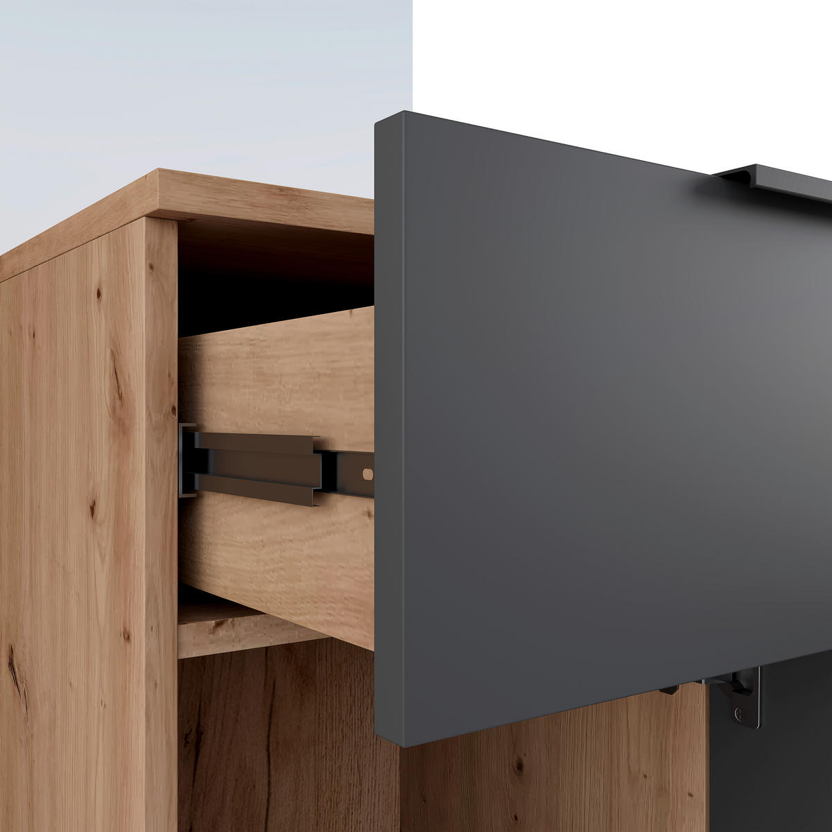 GARDEROBE  in 100/202/40 cm  - Graphitfarben/Eiche Artisan, Design, Glas/Holzwerkstoff (100/202/40cm) - home24