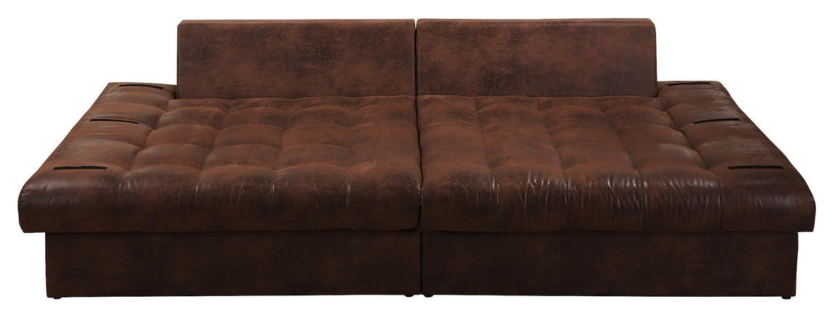 BIGSOFA in Lederlook (vegan) Dunkelbraun  - Dunkelbraun/Schwarz, Design, Kunststoff/Textil (284/94/148cm) - Livetastic