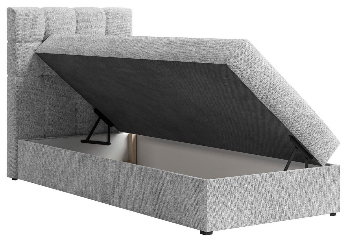 BOXBETT 90/200 cm,  in Grau, Bettkasten, Topper,  - Schwarz/Grau, MODERN, Holz/Kunststoff (90/200cm) - MID.YOU