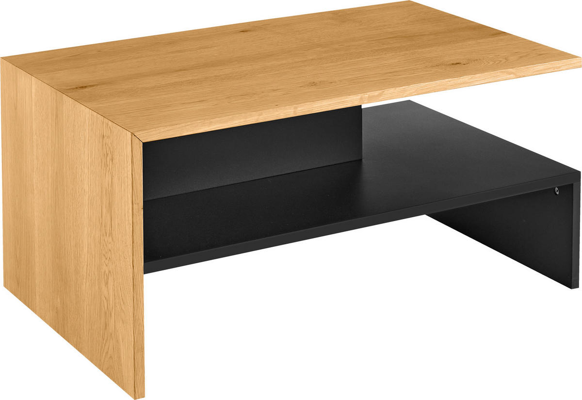 COUCHTISCH Eiche furniert 90/55/42,5 cm rechteckig Schwarz, Eichefarben  - Eichefarben/Schwarz, Design, Holz/Holzwerkstoff (90/55/42,5cm) - Carryhome