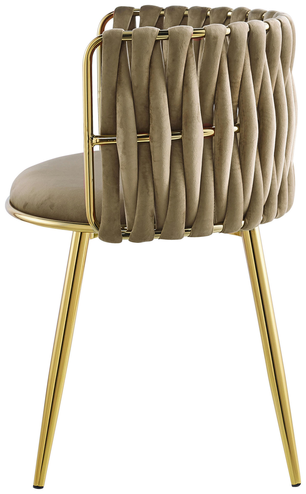 ARMLEHNSTUHL-SET 2 Stück  in Samt  - Beige/Goldfarben, MODERN, Textil/Metall (57/80/53cm) - Kayoom