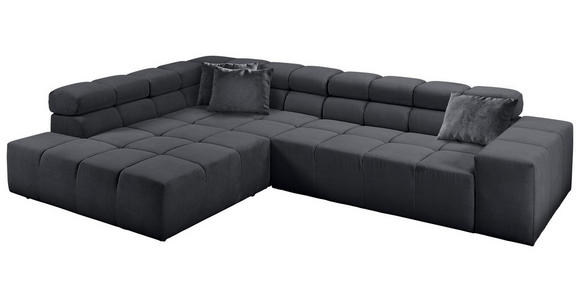 ECKSOFA Anthrazit Feincord  - Anthrazit/Schwarz, Design, Kunststoff/Textil (215/319cm) - Hom`in