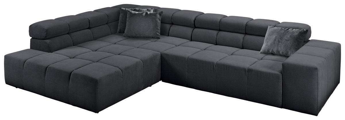 ECKSOFA in Feincord Anthrazit  - Anthrazit/Schwarz, Design, Kunststoff/Textil (215/319cm) - Hom`in