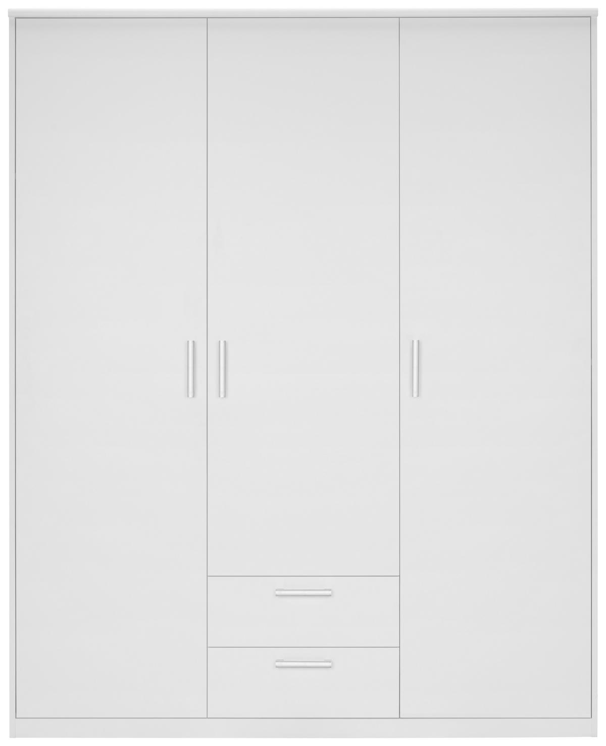 NYÍLÓAJTÓS SZEKRÉNY fehér  - ezüst/fehér, Konventionell, műanyag/faalapú anyag (157/194/54cm) - Xora