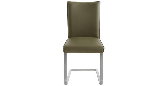 SCHWINGSTUHL in Edelstahl Echtleder pigmentiert - Edelstahlfarben/Grün, Design, Leder/Metall (47/99/62cm) - Moderano