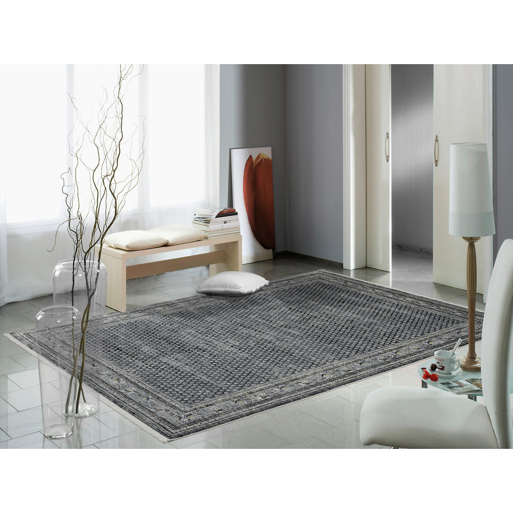 Thumbnail - Dieter Knoll Webteppich Monza, Dunkelgrau, Textil, Abstraktes, rechteckig, 67x130 cm, Oeko-Tex® Standard 100, für Fußbod...