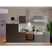 KÜCHENBLOCK 310 cm   Grau  - Weiss/Edelstahlfarben, Basics, Holzwerkstoff/Metall (310cm) - Respekta