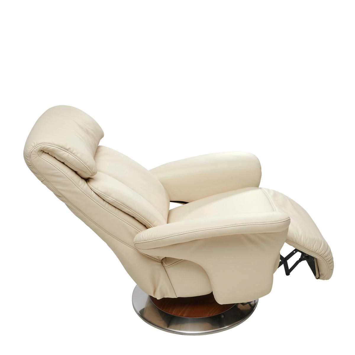 FERNSEHSESSEL in Creme, Edelstahlfarben  - Edelstahlfarben/Creme, Basics, Leder/Holz (82/109/90cm) - Himolla