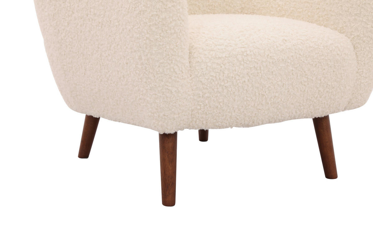 SESSEL in Teddystoff Weiß  - Kastanienfarben/Weiß, Design, Holz/Textil (90/98/88cm) - Livetastic