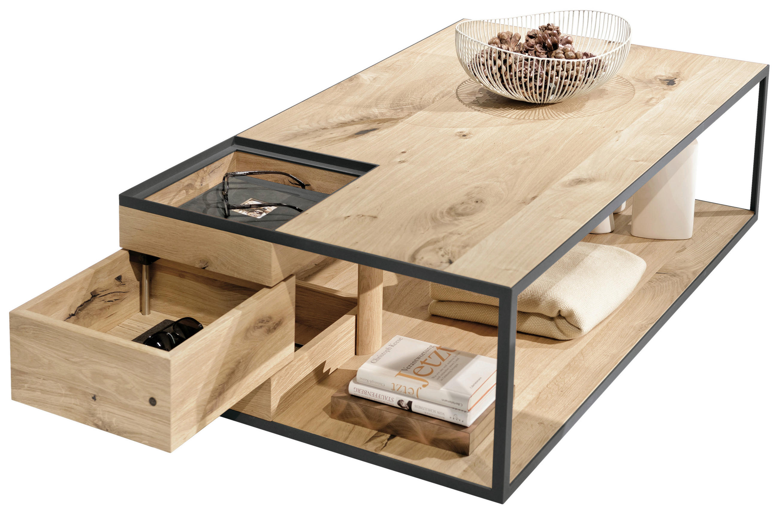 COUCHTISCH in Holz, Metall 120/75/40 cm  - Eichefarben/Anthrazit, Konventionell, Holz/Metall (120/75/40cm) - Voglauer