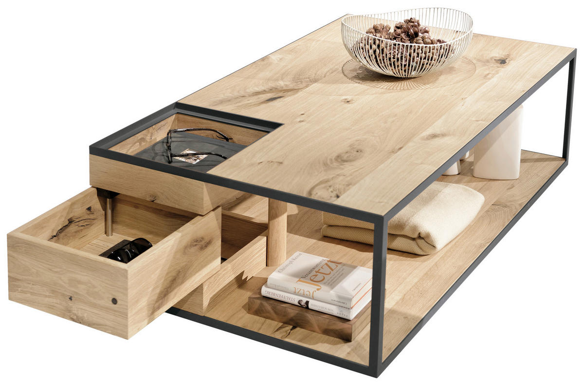 COUCHTISCH in Holz, Metall 120/75/40 cm  - Eichefarben/Anthrazit, Konventionell, Holz/Metall (120/75/40cm) - Voglauer
