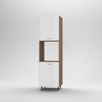 Szekrény beépíthető sütőhöz - magasfényű fehér, Basics, fa (60/215/56cm) - Carryhome