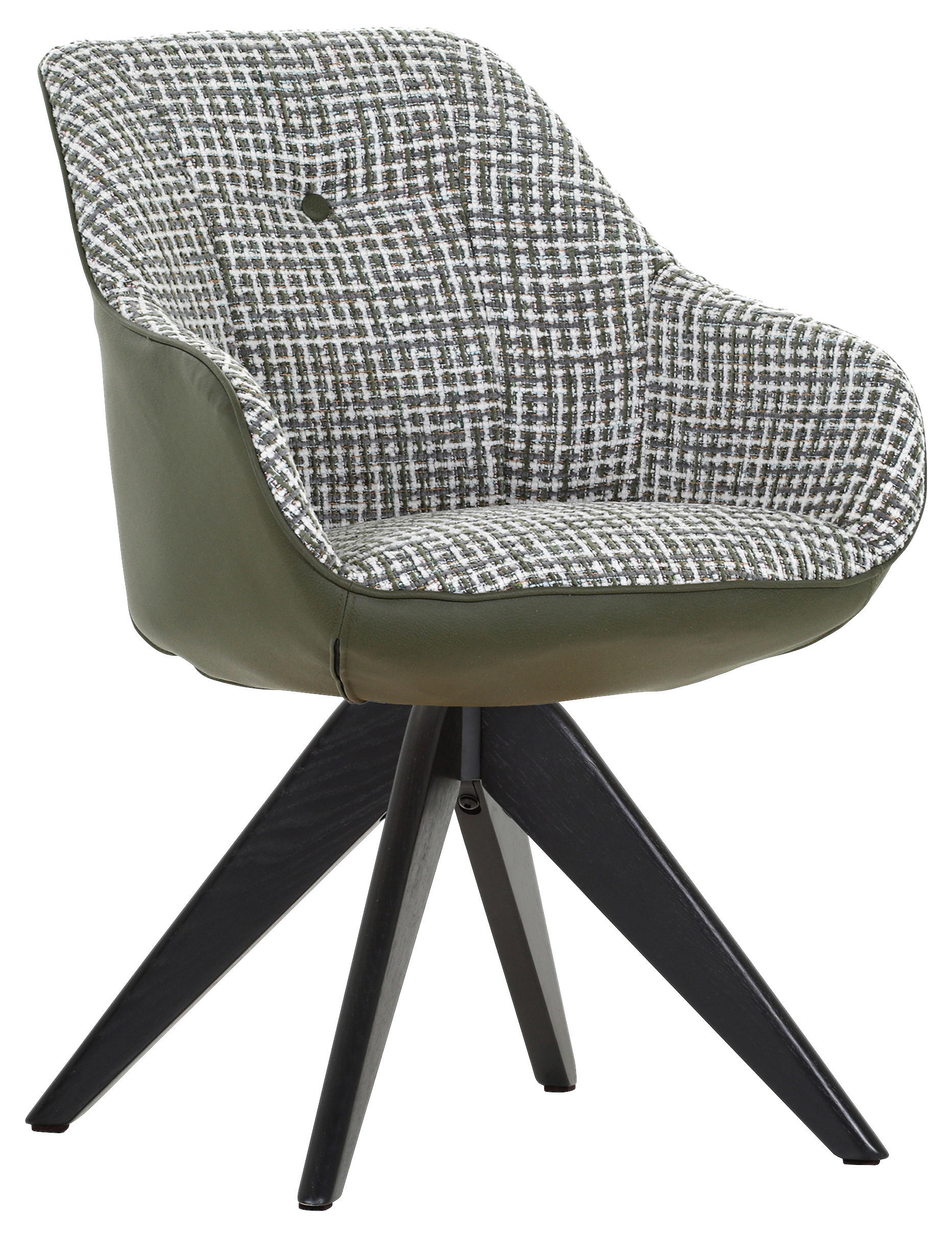 ARMLEHNSTUHL  in Chenille, Lederlook  - Schwarz/Olivgrün, MODERN, Holz/Textil (60/83/65cm) - Novel