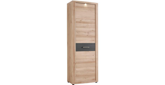 GARDEROBENSCHRANK 68/201/40 cm - Dunkelgrau/Buchefarben, KONVENTIONELL, Holzwerkstoff/Metall (68/201/40cm) - Voleo