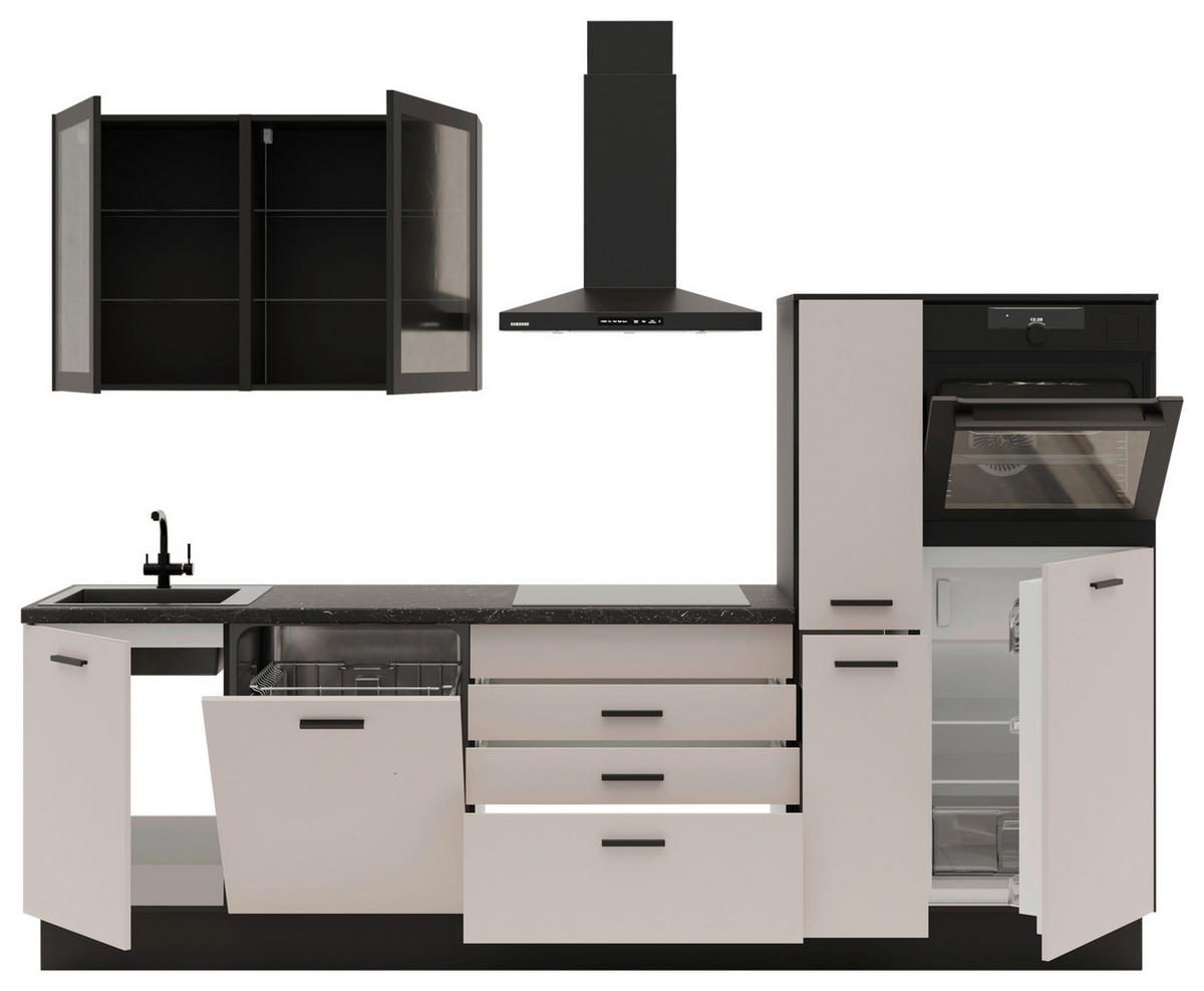 KÜCHENLEERBLOCK   in Schwarz, Beige  - Beige/Schwarz, Basics, Glas/Holzwerkstoff (280/214/60cm) - P & B