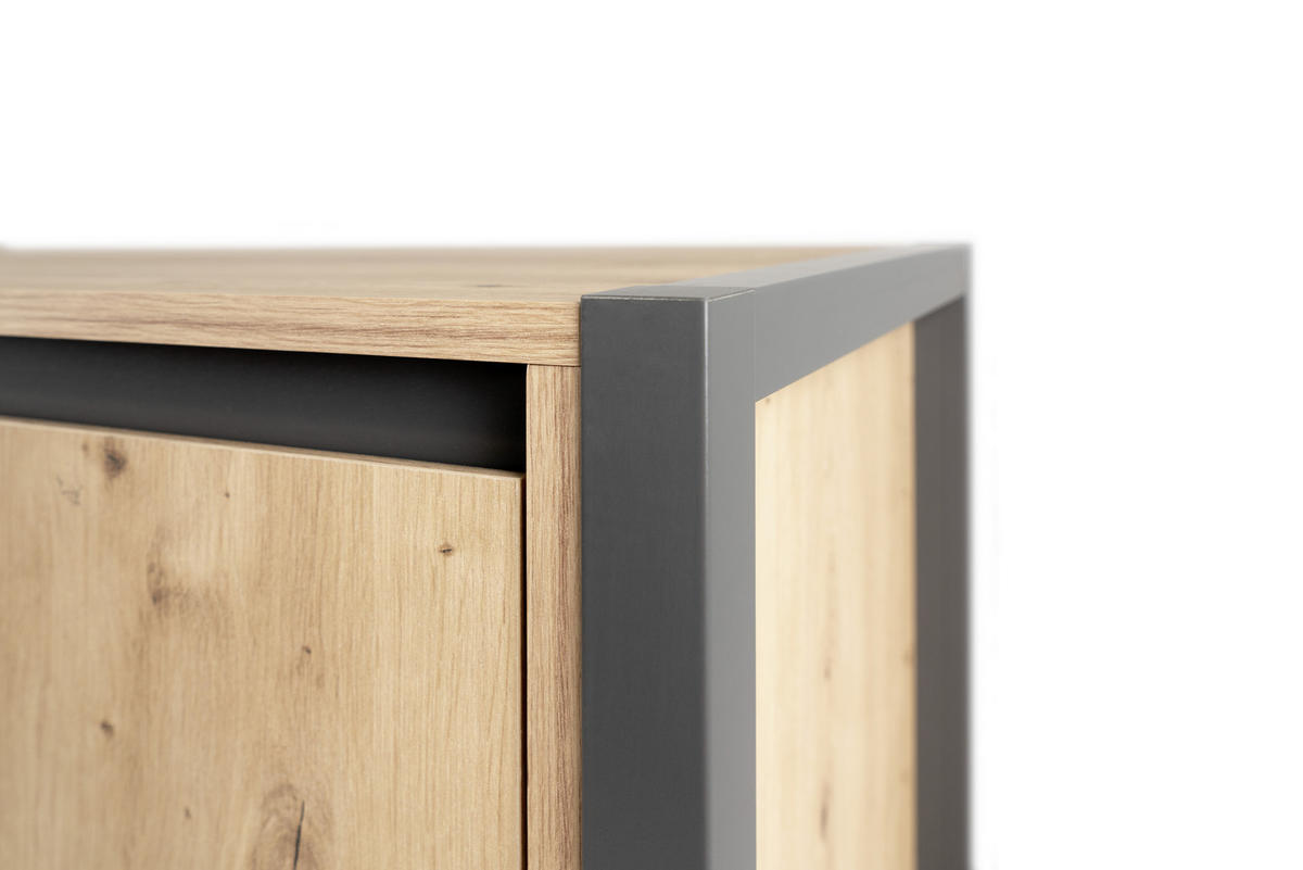 VISOKA KOMODA, antracit, barve hrasta  - barve hrasta/antracit, Moderno, leseni material (120/140/40cm) - MID.YOU