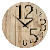 WANDUHR - Schwarz, Eichefarben  - Eichefarben/Schwarz, Basics, Holz/Kunststoff (57cm)