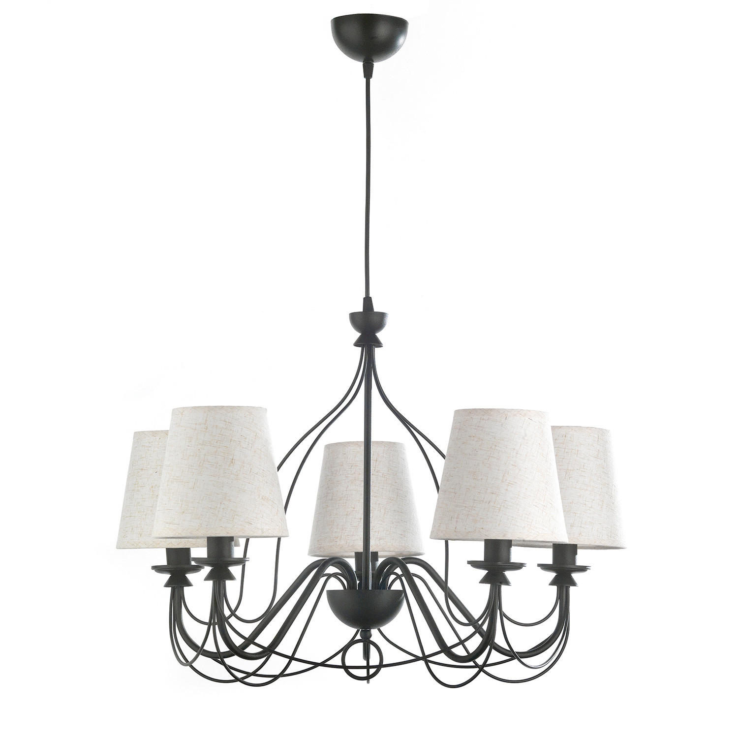 XXXLutz Kronleuchter Creme, Schwarz 65x130x65 cm