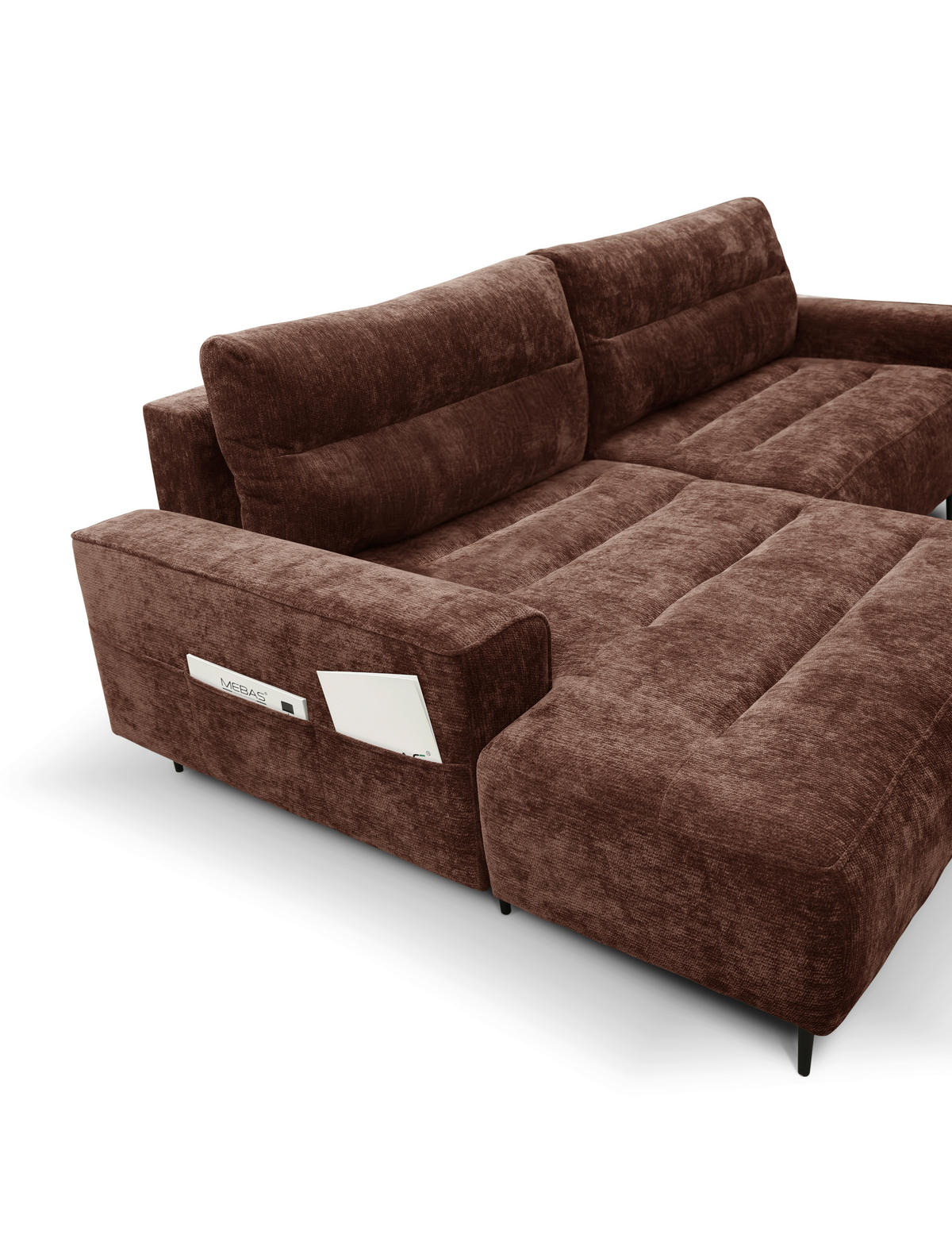 ECKSOFA PABLO Kupferfarben Struktur Rückenkissen, Bettkasten  - Schwarz/Kupferfarben, Design, Holz/Textil (160/260cm) - MID.YOU
