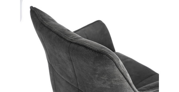 ARMLEHNSTUHL  Sitzfläche 360° drehbar, inklusive Armlehnen, automatische Rückholfunktion Mikrofaser  - Anthrazit/Schwarz, Design, Textil/Metall (65/85/63cm) - Novel