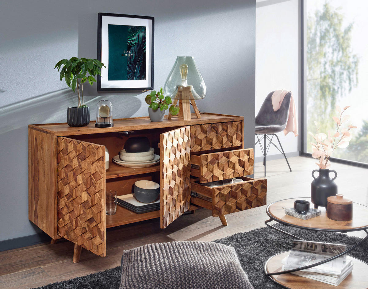 SIDEBOARD  in 138/76/45 cm  - Sheeshamfarben, Design, Holz (138/76/45cm) - MID.YOU