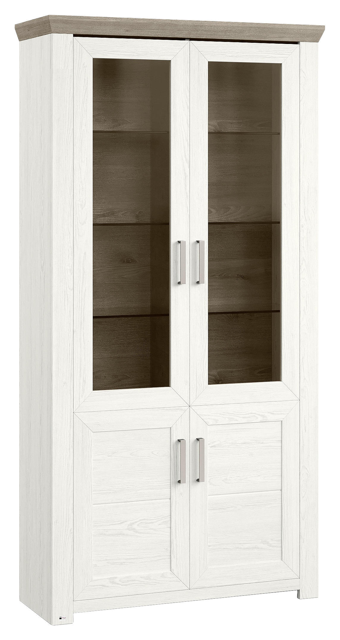 VITRINE Weiß, Eichefarben - Eichefarben/Weiß, Design, Glas/Holzwerkstoff (104,5/206,6/42,2cm) - SetOne by Musterring