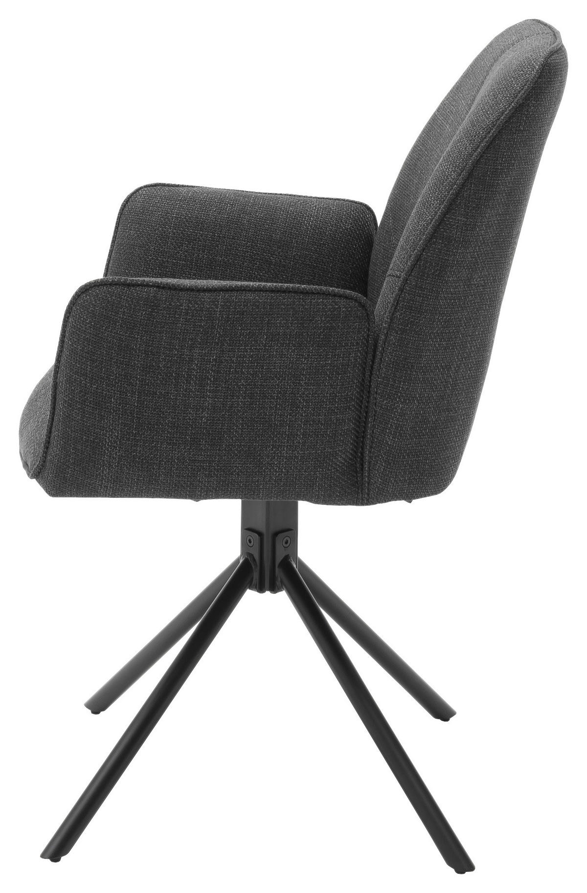 STOL MED ARMSTÖD vävt tyg  - svart/antracit, Design, metall/textil (59/87/61cm) - Carryhome