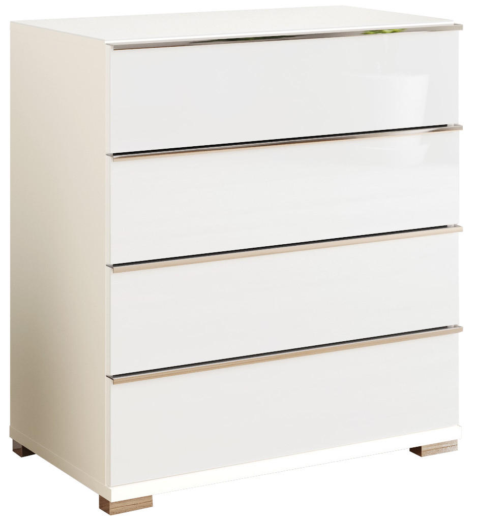 KOMMODE  in 75/82/42 cm  - Chromfarben/Weiß, Design, Glas/Holzwerkstoff (75/82/42cm) - Musterring