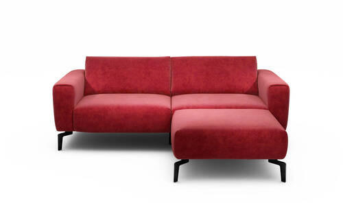 2,5-Sitzer inkl. Hocker in Samt Rot  - Rot/Schwarz, Design, Textil/Metall (220/86/86-94cm) - SENSOO