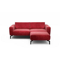 2,5-Sitzer inkl. Hocker in Samt Rot  - Rot/Schwarz, Design, Textil/Metall (220/86/86-94cm) - SENSOO