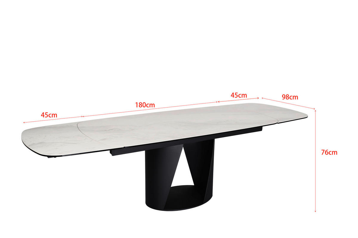 ESSTISCH 180-270/98/76 cm  Metall, Glas, Keramik ausziehbar rechteckig Schwarz, Weiß  - Schwarz/Weiß, Design, Glas/Keramik (180-270/98/76cm) - Belluti