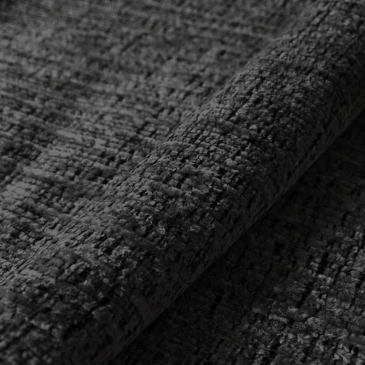 MEGASOFA Chenille Schwarz  - Schwarz, Trend, Kunststoff/Textil (238/80/140cm) - MID.YOU