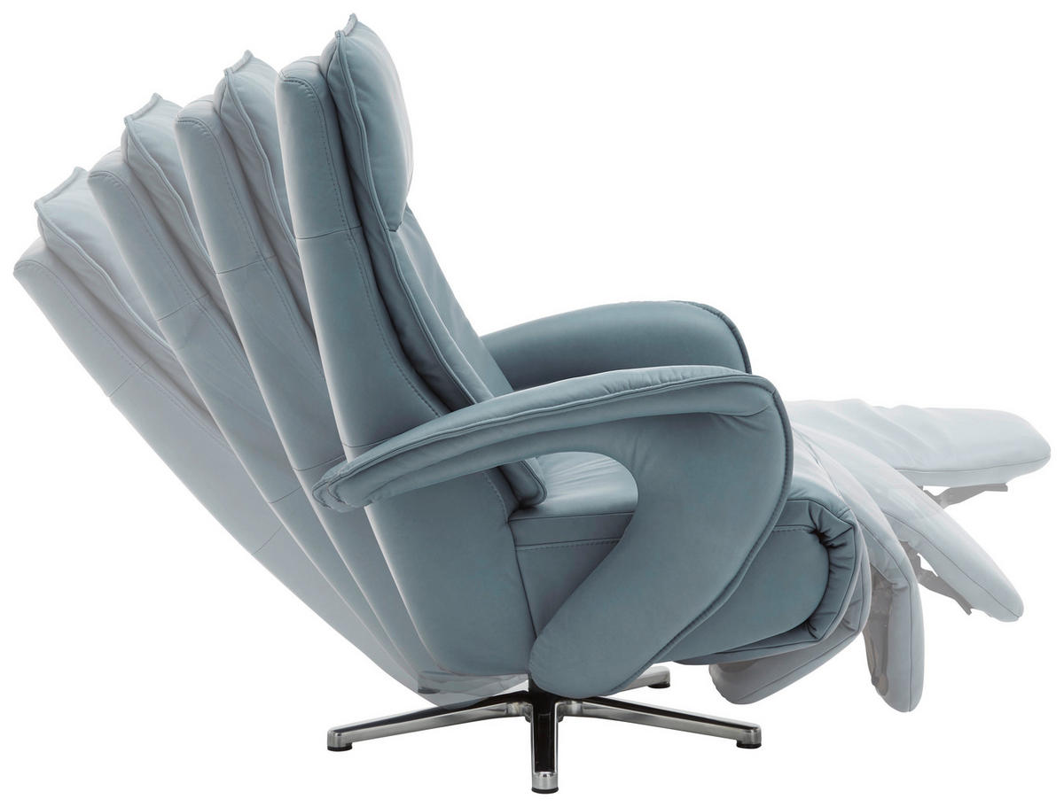 RELAXSESSEL in Leder Blau  - Blau/Edelstahlfarben, Design, Leder/Metall (77/110/87cm) - Valdera