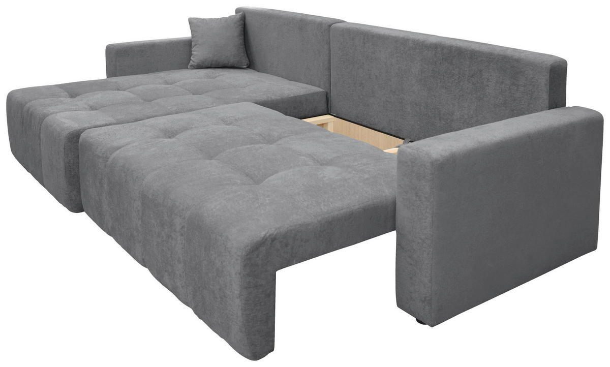ECKSOFA LAGUNA Grau Frottee  - Schwarz/Grau, Design, Kunststoff/Textil (143/260cm) - MID.YOU