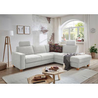 ECKSOFA Silberfarben Flachgewebe Kopfstütze  - Eichefarben/Silberfarben, KONVENTIONELL, Holz/Textil (236/213cm) - Sit & More