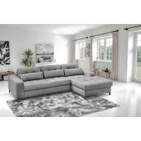 ECKSOFA in Struktur Grau  - Schwarz/Grau, Design, Textil/Metall (255/176cm) - Livetastic