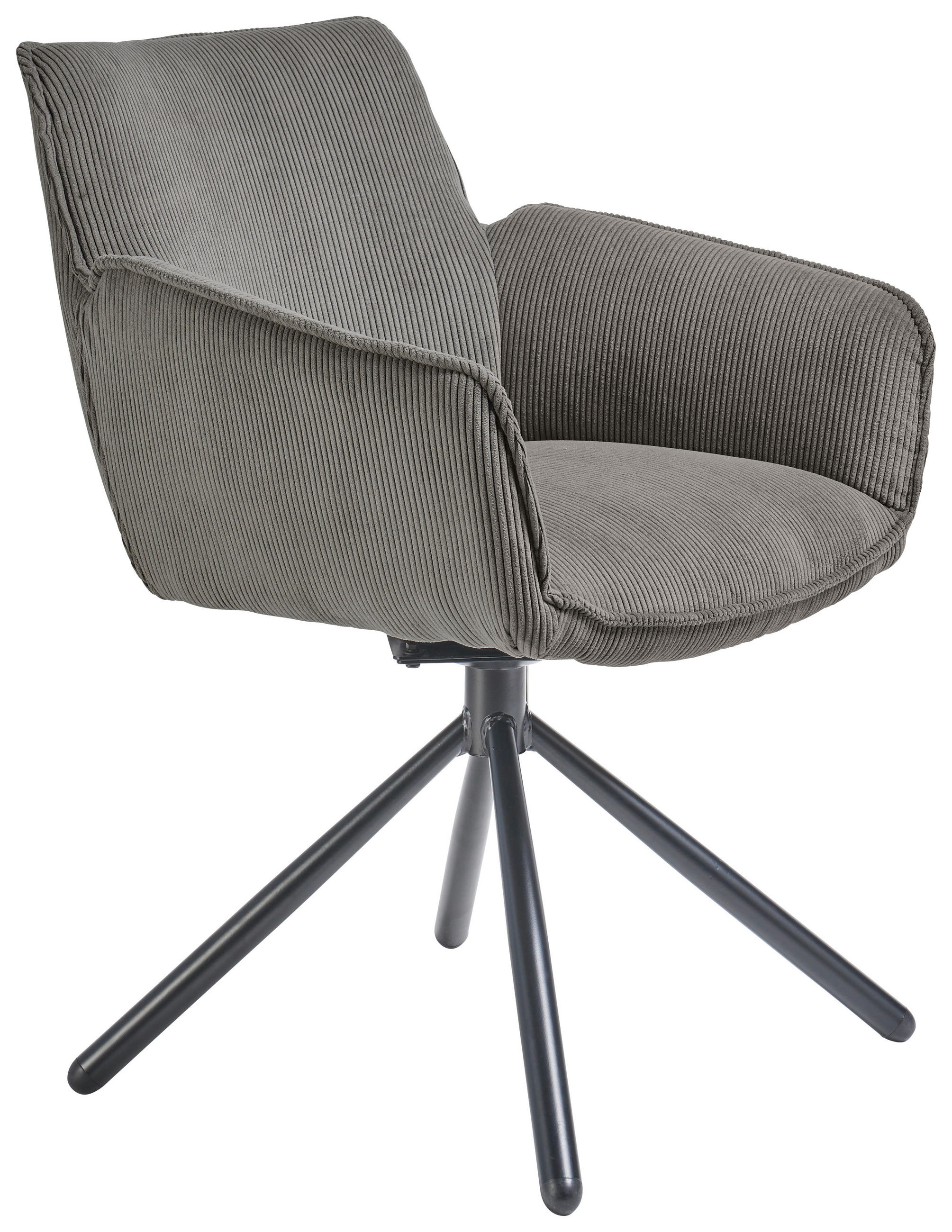 ARMLEHNSTUHL in Cord - Schwarz/Grau, Design, Textil/Metall (60/84/65cm) - SetOne by Musterring