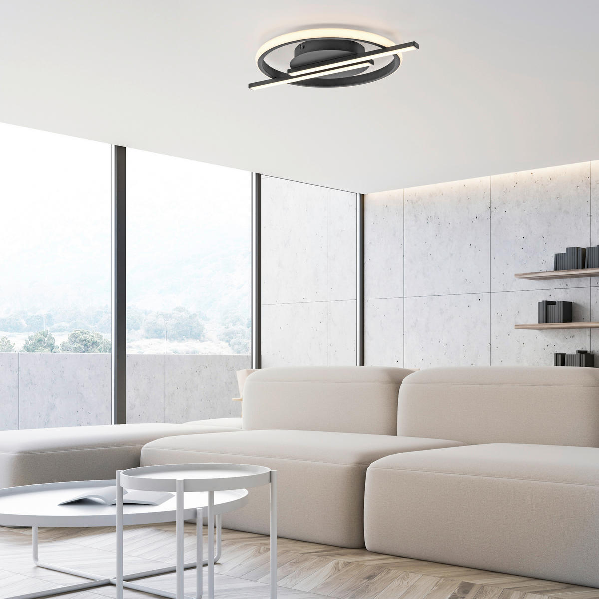 LED PLAFONJERA - crna, Dizajnerski, metal/plastika (42,5/31/4,5cm)